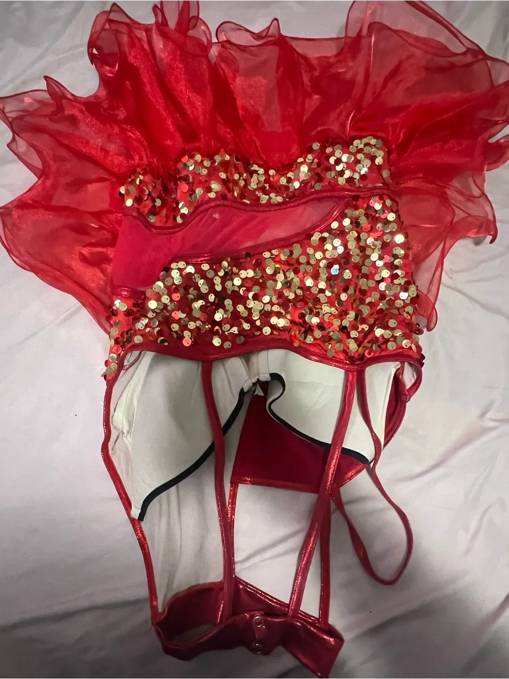 Red Sequin Dance Twirl Costume Dress Junior Large